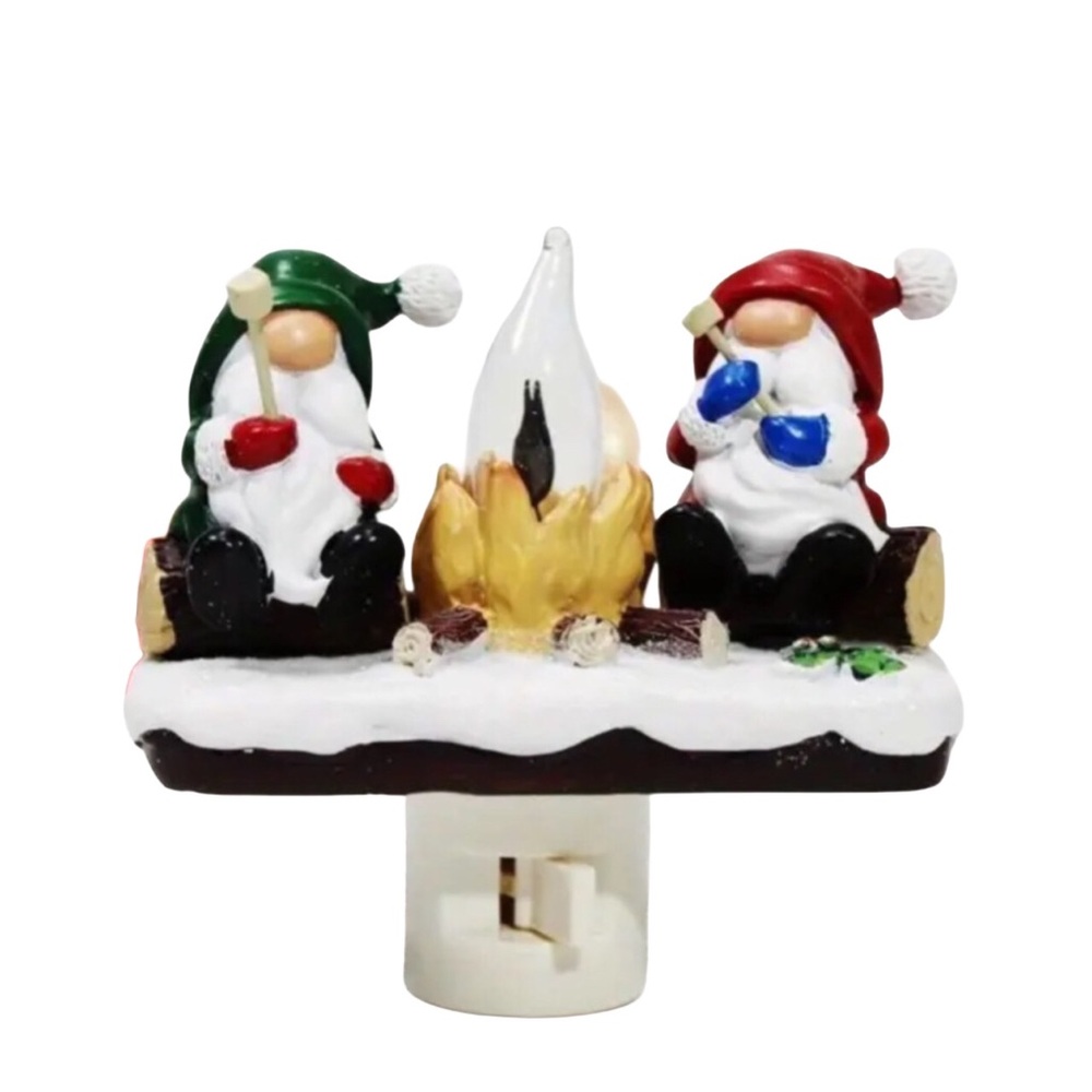 CHRISTMAS FLICKER NIGHTLIGHT GNOME INDOOR DECOR HOLIDAY CAMPFIRE